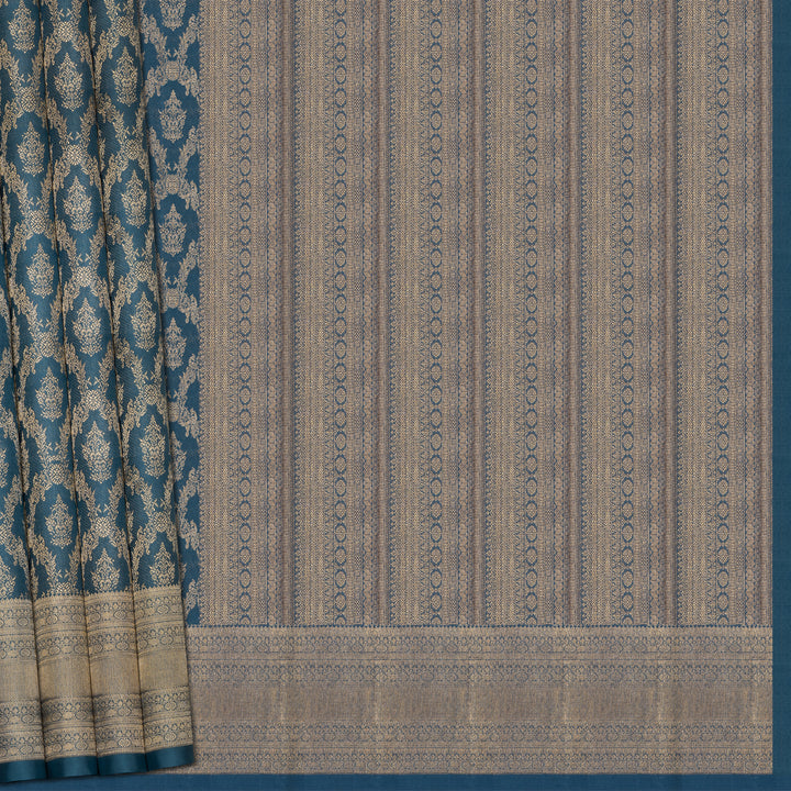 Handwoven Blue Kanjivaram Silk Saree - 2480T012318DSJ