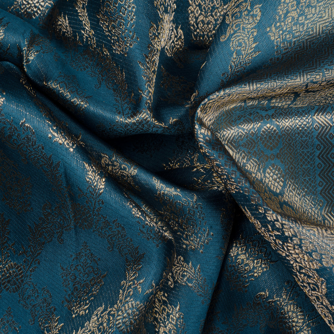 Handwoven Blue Kanjivaram Silk Saree - 2480T012318DSJ