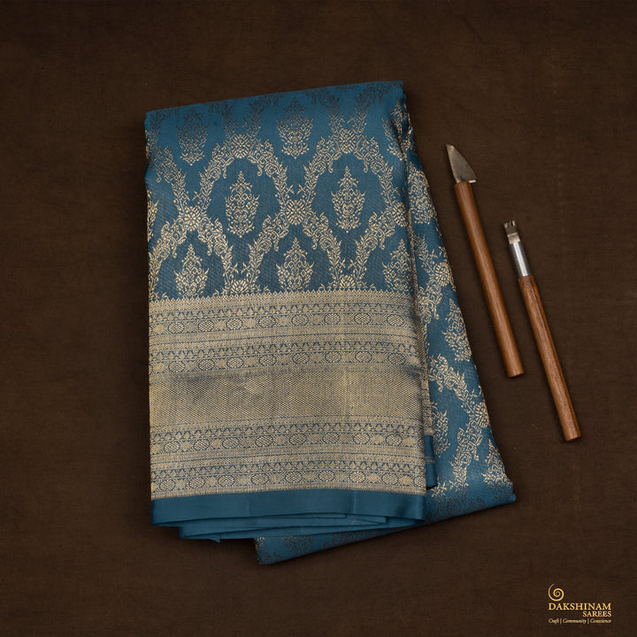 Handwoven Blue Kanjivaram Silk Saree - 2480T012318DSJ