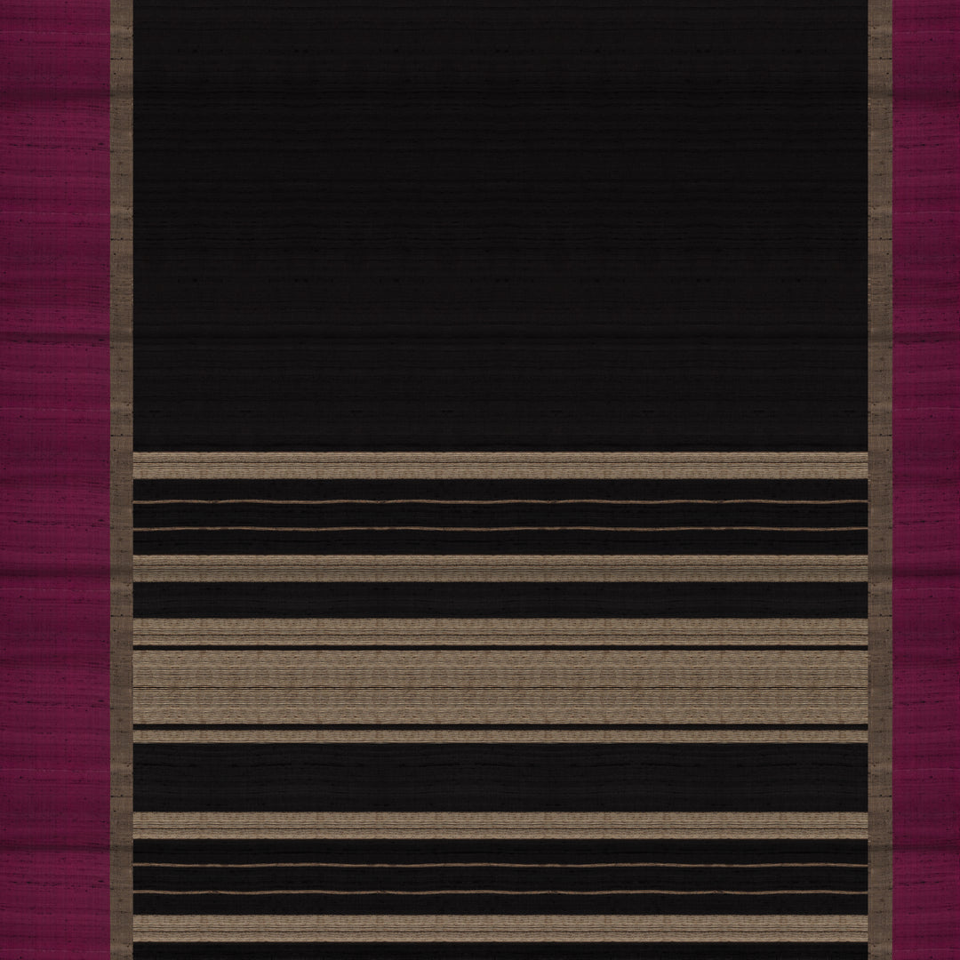 Handwoven Black with Magenta Dupion Soft Silk Saree - 2498T012525DSC