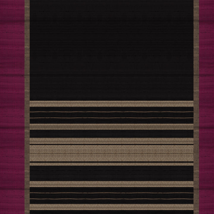Handwoven Black with Magenta Dupion Soft Silk Saree - 2498T012525DSC