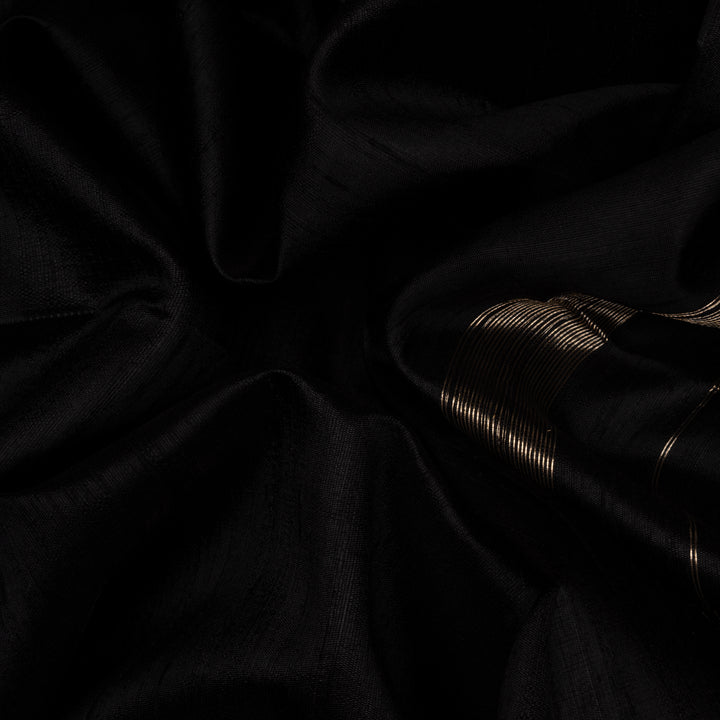 Handwoven Black with Magenta Dupion Soft Silk Saree - 2498T012525DSC