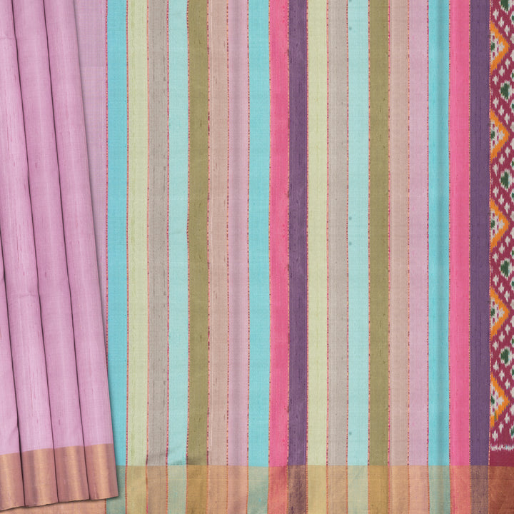 Handwoven Lavender with Multicolour Dupion Soft Silk Saree - 2493T011790DSC