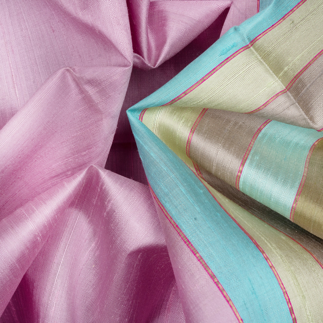 Handwoven Lavender with Multicolour Dupion Soft Silk Saree - 2493T011790DSC