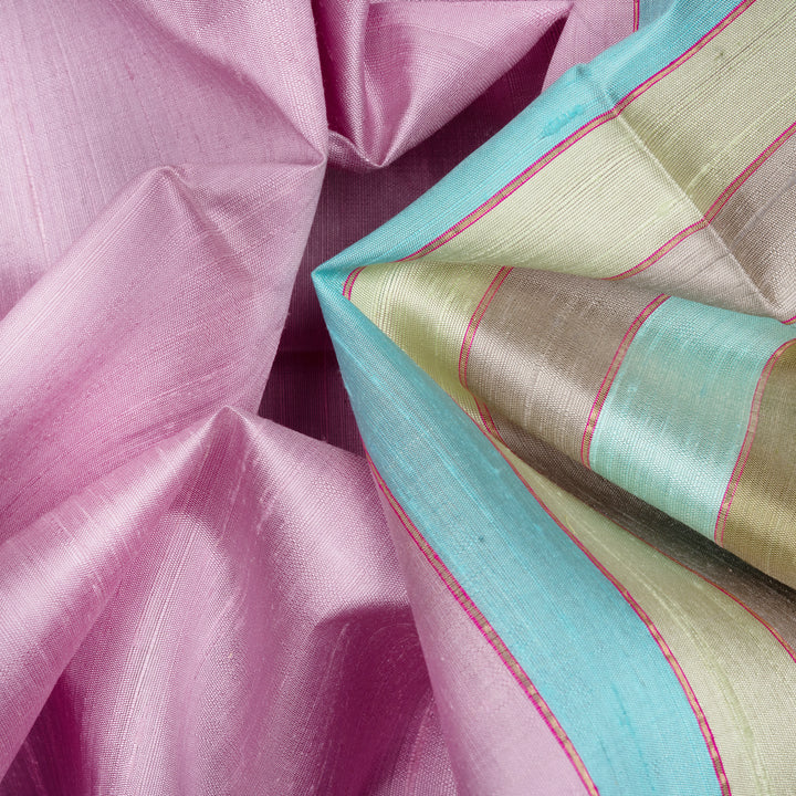 Handwoven Lavender with Multicolour Dupion Soft Silk Saree - 2493T011790DSC