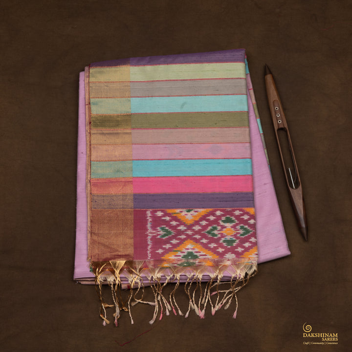 Handwoven Lavender with Multicolour Dupion Soft Silk Saree - 2493T011790DSC