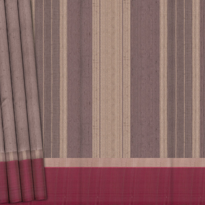 Handwoven Mauve with Pink Dupion Soft Silk Saree - 2494T011798DSC
