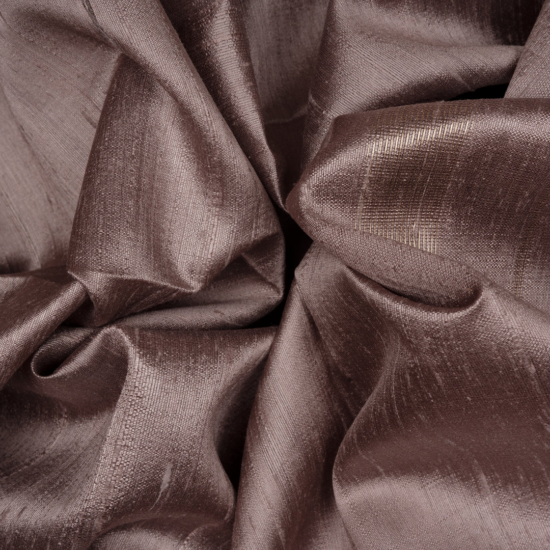 Handwoven Mauve with Pink Dupion Soft Silk Saree - 2494T011798DSC