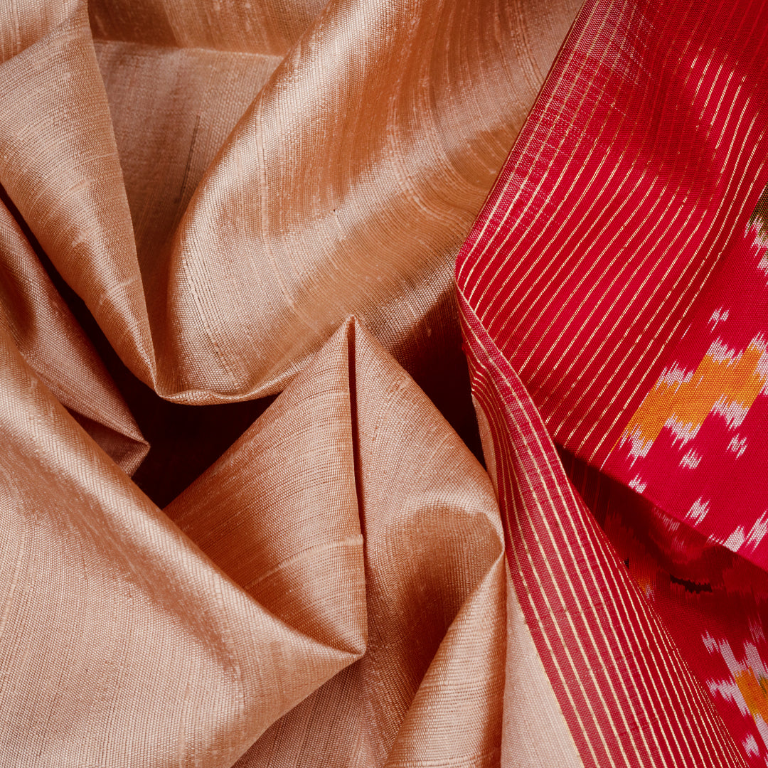 Handwoven Pink with Multicolours Dupion Soft Silk Saree - 2507T012520DSC
