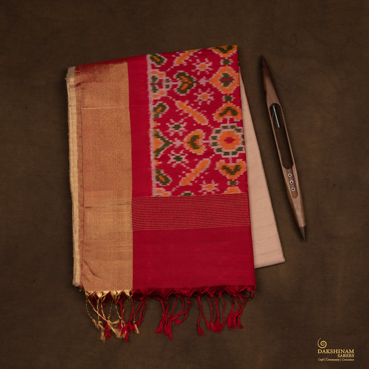 Handwoven Pink with Multicolours Dupion Soft Silk Saree - 2507T012520DSC