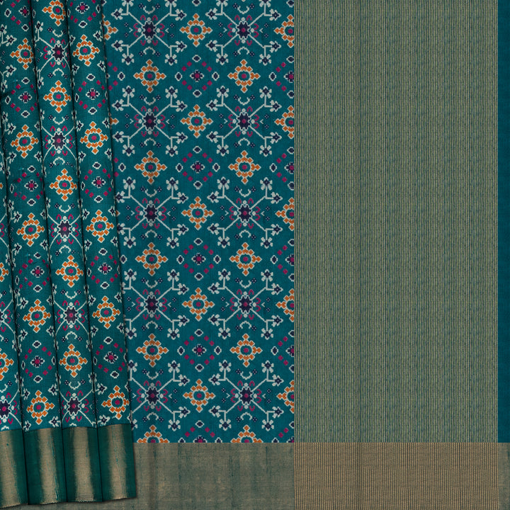 Handwoven Multi-colour with Blue Tussar Silk Saree - 2558T012515DSJ