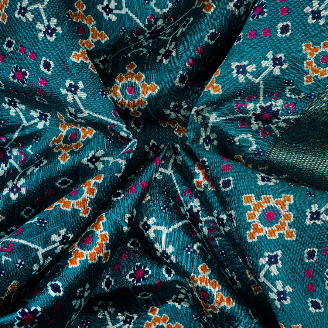 Handwoven Multi-colour with Blue Tussar Silk Saree - 2558T012515DSJ