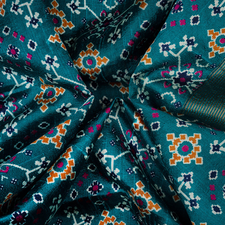 Handwoven Multi-colour with Blue Tussar Silk Saree - 2558T012515DSJ