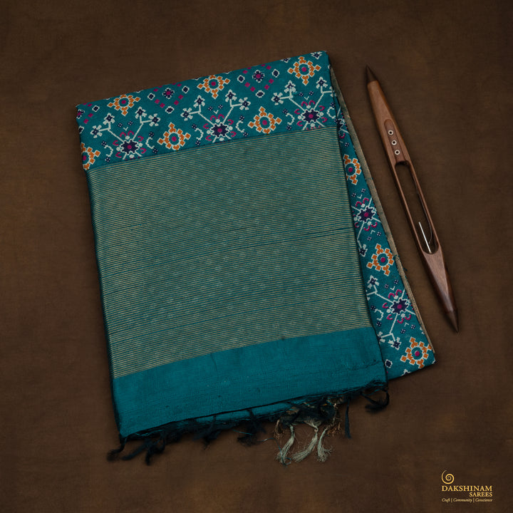 Handwoven Multi-colour with Blue Tussar Silk Saree - 2558T012515DSJ