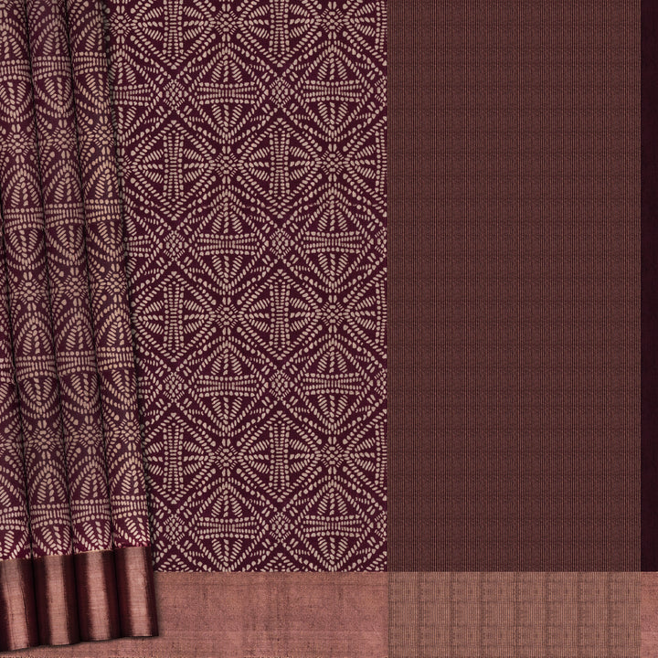 Handwoven Printed Tussar Silk Saree - 2586T012506DSC