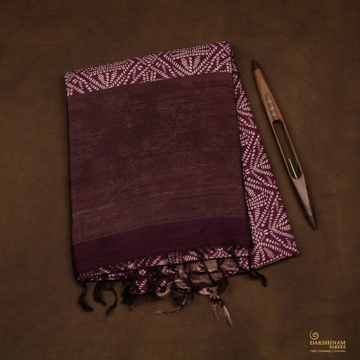 Handwoven Printed Tussar Silk Saree - 2586T012506DSC