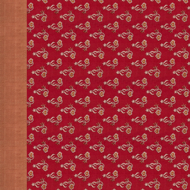Handwoven Red Printed Tussar Silk Saree - 2588T012504DSS