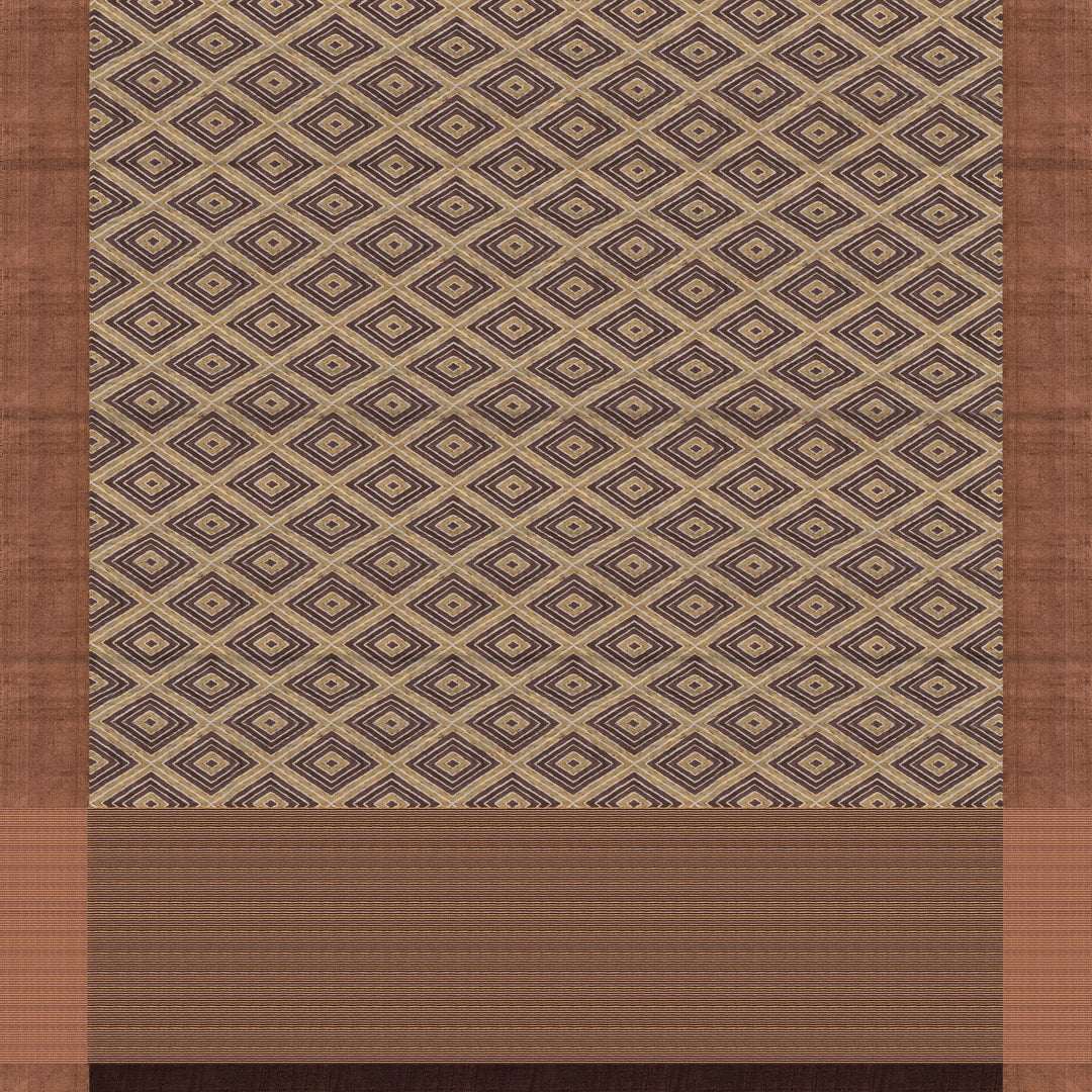 Handwoven Multi-colour and Brown Printed Tussar Silk Saree - 2589T012509DSC