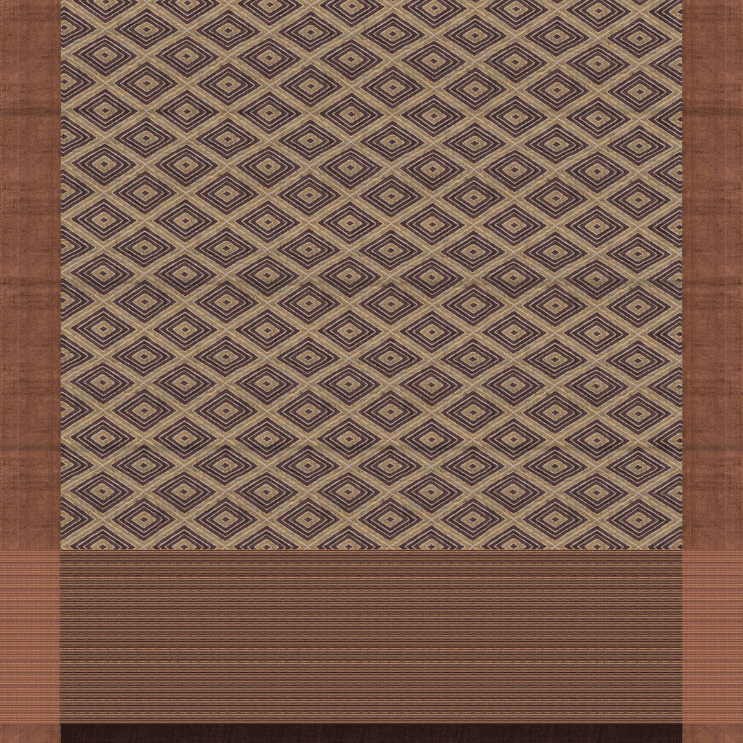 Handwoven Multi-colour with Brown Printed Tussar silk Saree - 2658T012509DSC
