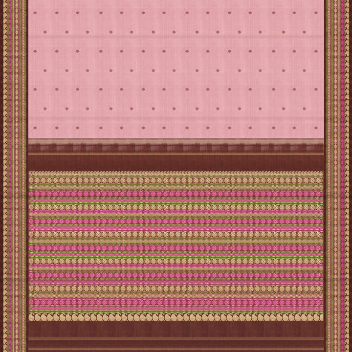 Handwoven Pink with Brown Kanjivaram silk Saree - 2654T011385DSC