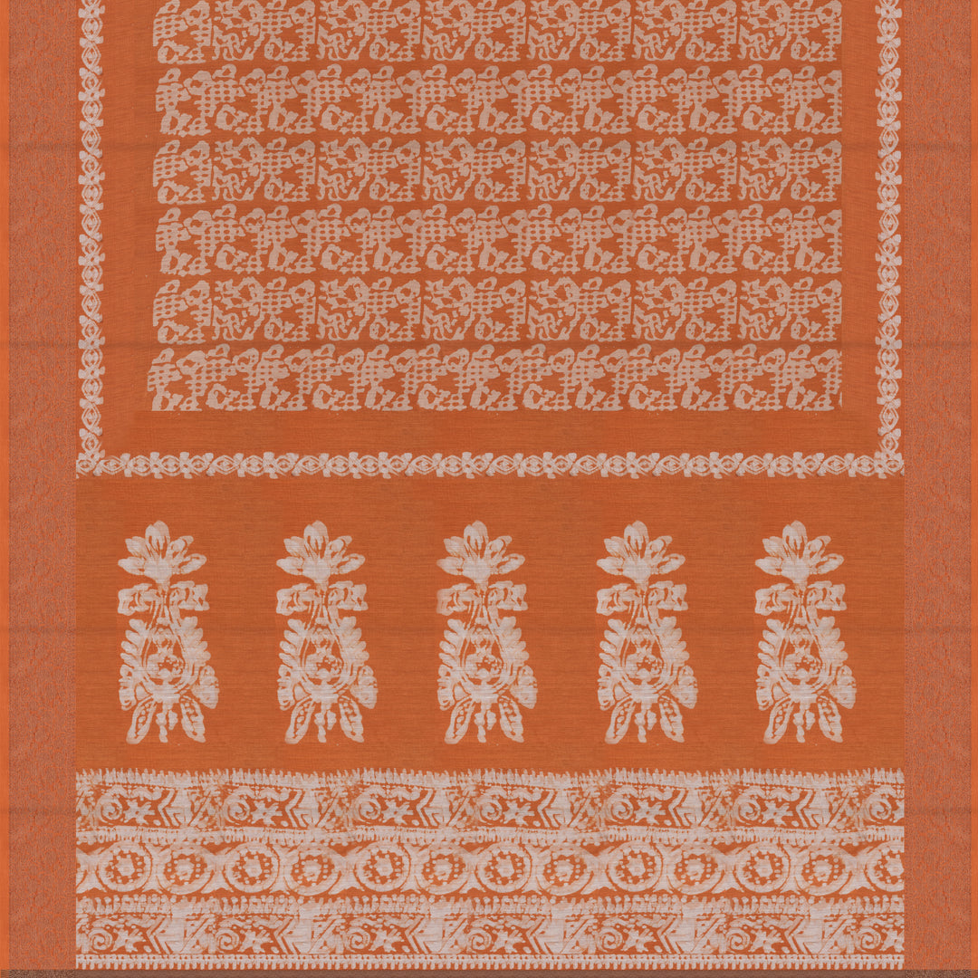 Handwoven Orange Chanderi Silk Saree - 2551T012683DSC