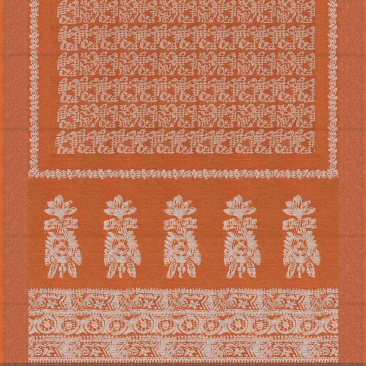 Handwoven Orange Chanderi Silk Saree - 2551T012683DSC