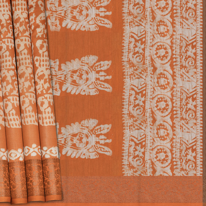 Handwoven Orange Chanderi Silk Saree - 2551T012683DSC