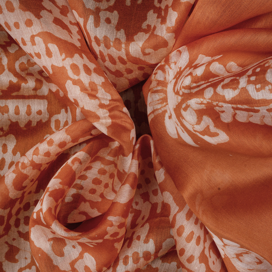 Handwoven Orange Chanderi Silk Saree - 2551T012683DSC