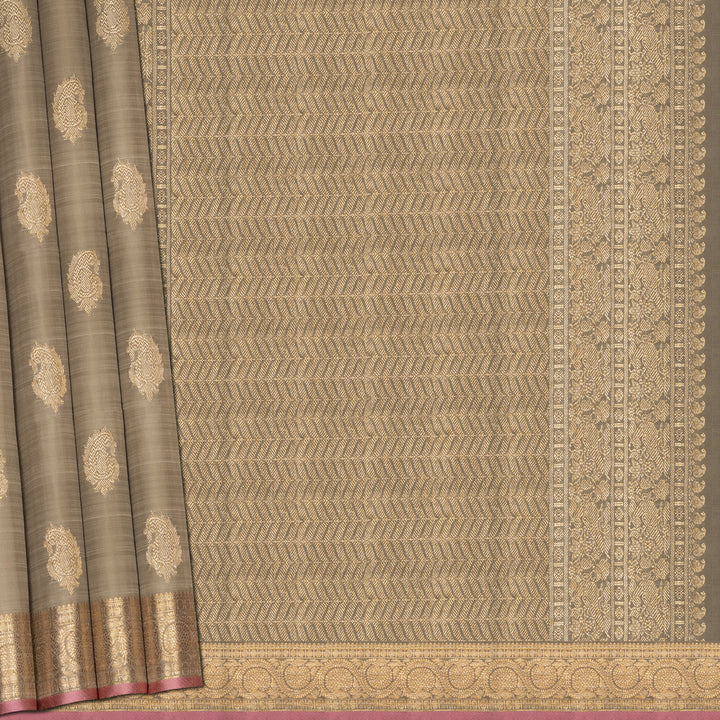 Handwoven Grey Kanjivaram Silk Saree - 2517T012696DSC
