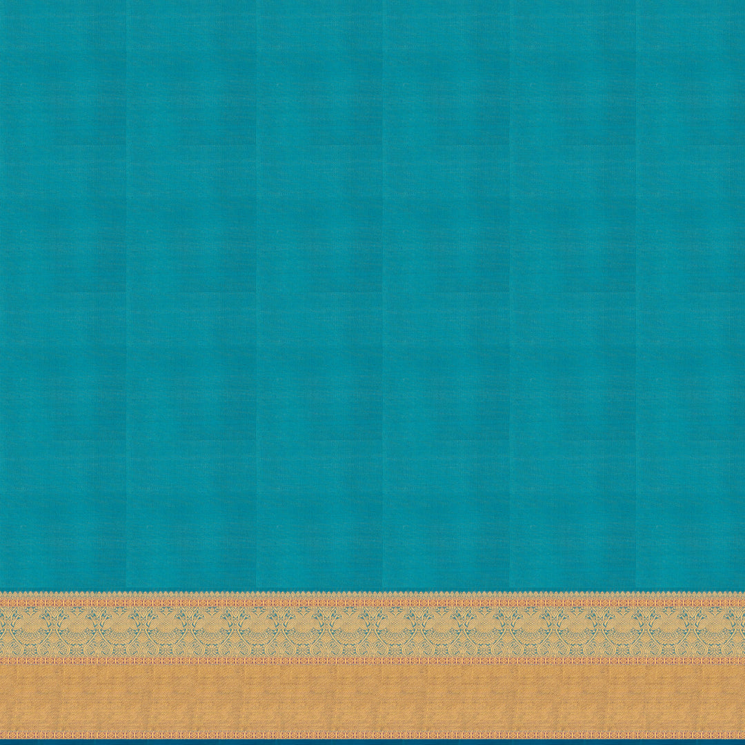 HandwovenYellow with Blue Kanjivaram Silk Saree - 2604T012563DSC