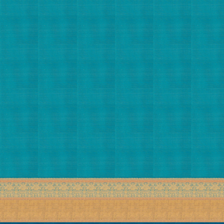 HandwovenYellow with Blue Kanjivaram Silk Saree - 2604T012563DSC