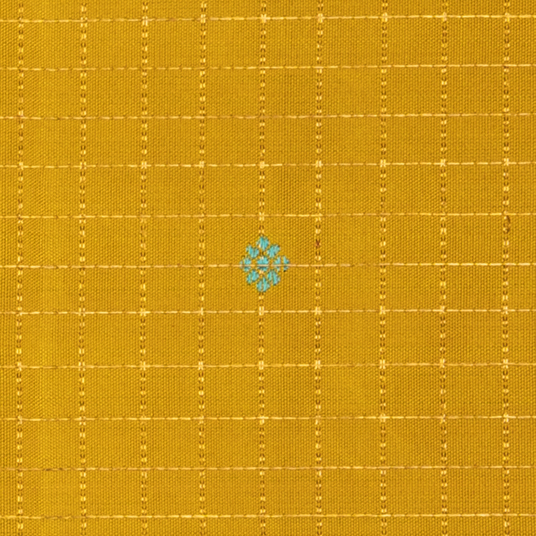 HandwovenYellow with Blue Kanjivaram Silk Saree - 2604T012563DSC