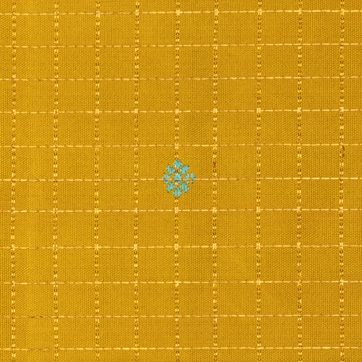 HandwovenYellow with Blue Kanjivaram Silk Saree - 2604T012563DSC