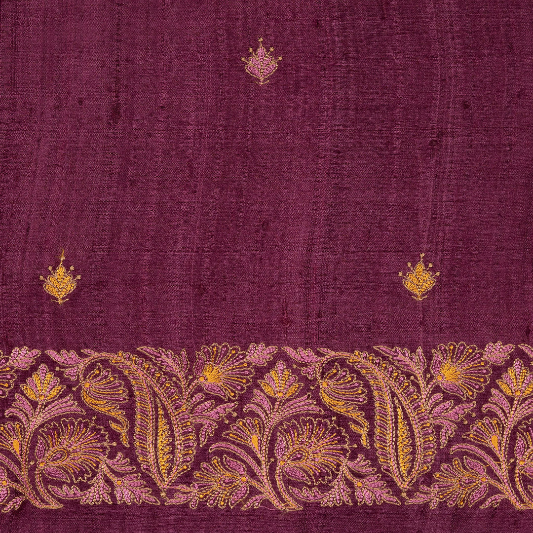 Handwoven Burgundy Tussar Silk Saree - 2564T012642DSC