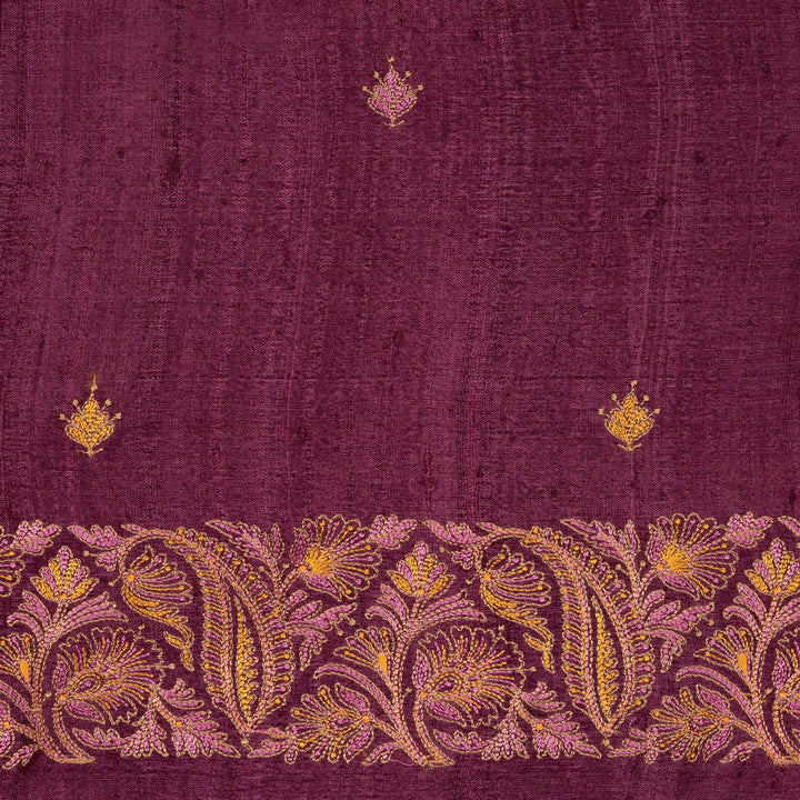 Handwoven Burgundy Tussar Silk Saree - 2564T012642DSC