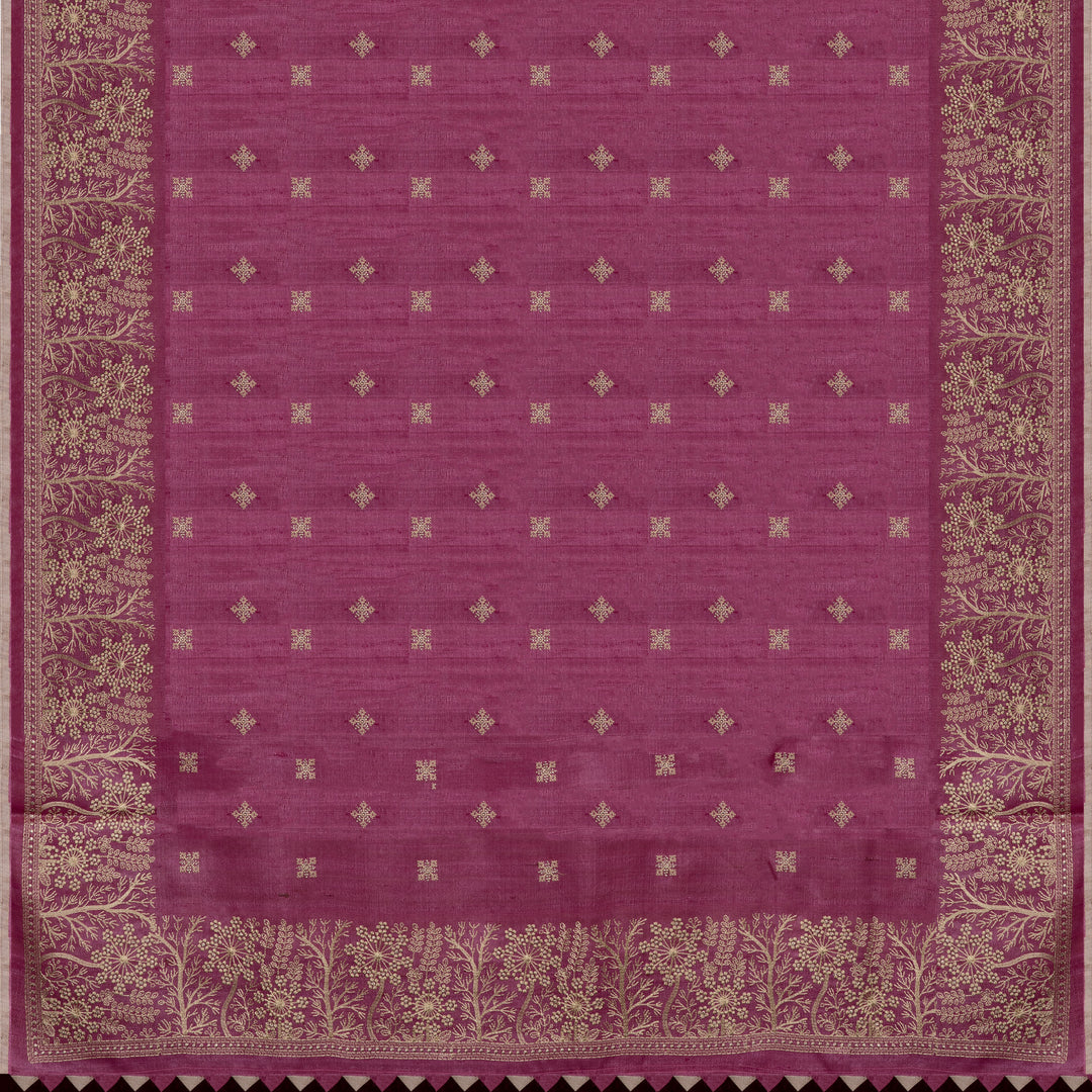 Handwoven Pink Tussar Silk Saree - 2577T012670DSC