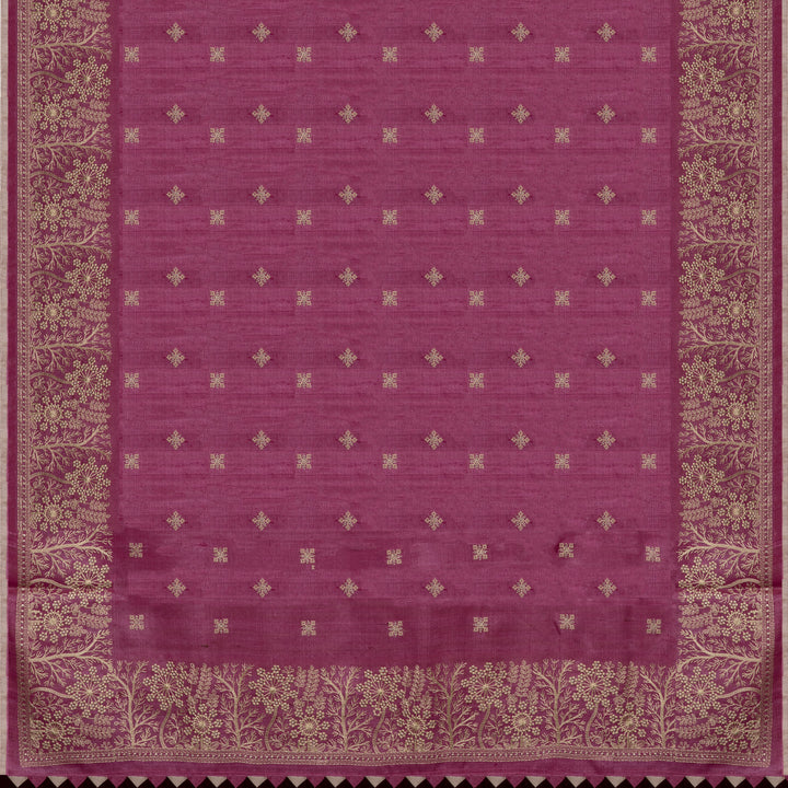 Handwoven Pink Tussar Silk Saree - 2577T012670DSC