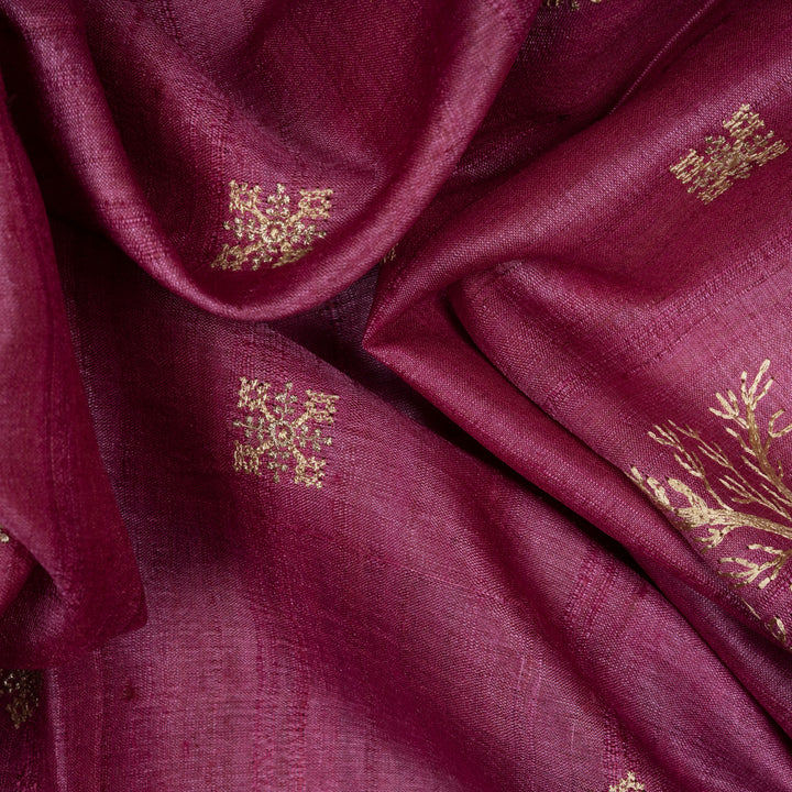 Handwoven Pink Tussar Silk Saree - 2577T012670DSC