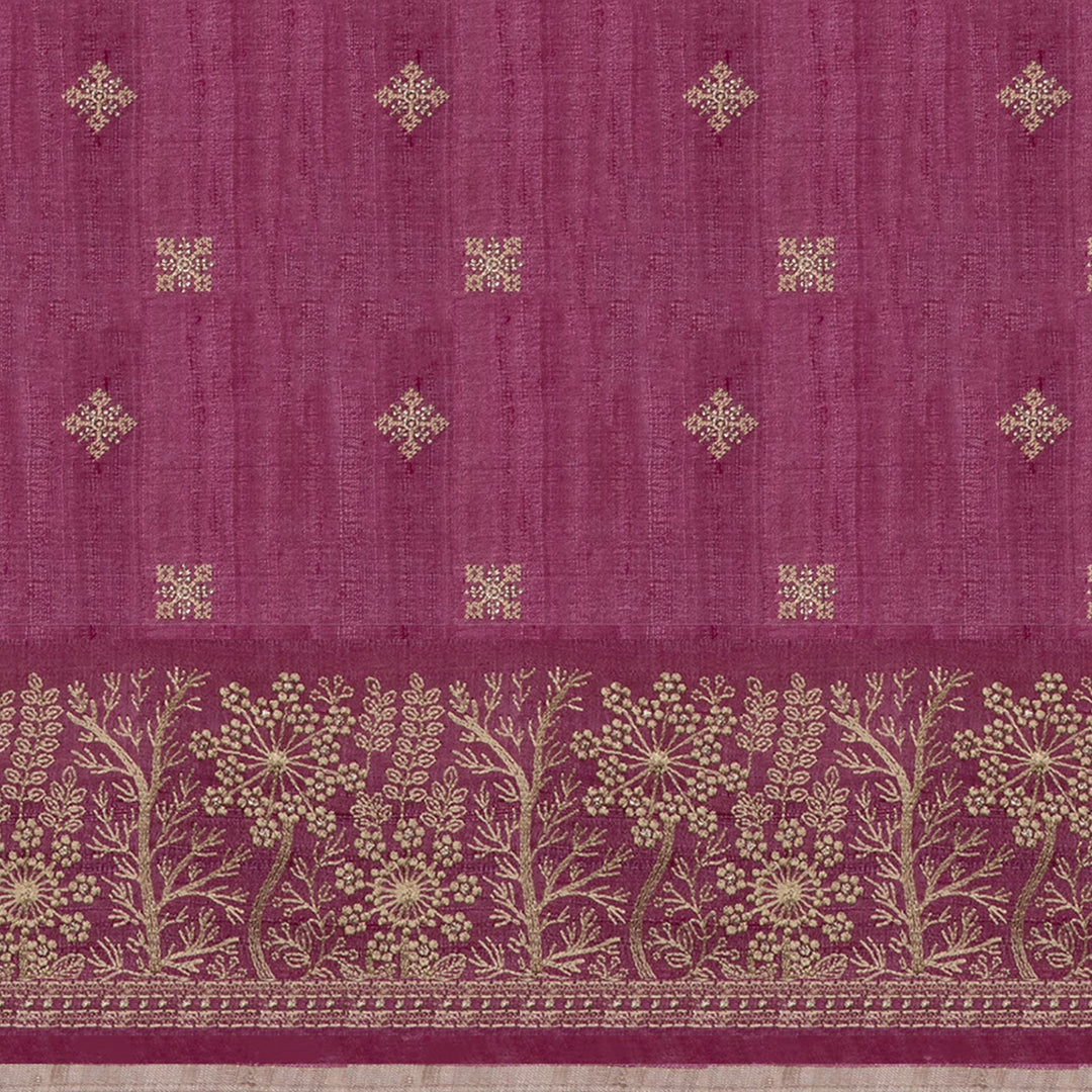 Handwoven Pink Tussar Silk Saree - 2577T012670DSC