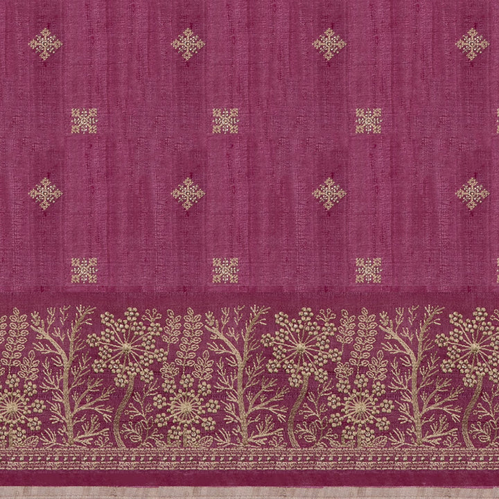 Handwoven Pink Tussar Silk Saree - 2577T012670DSC