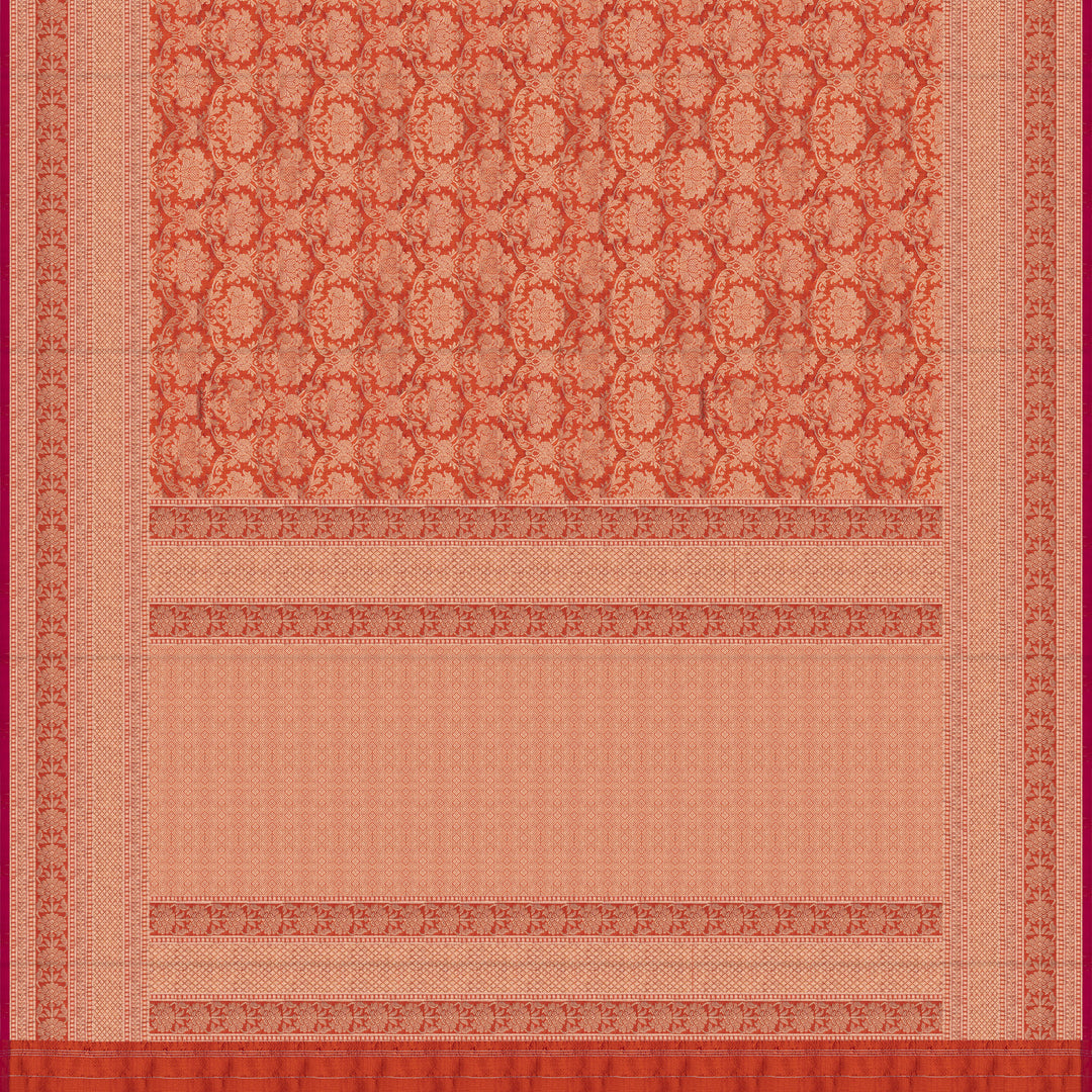 Handwoven Orange Banarasi Silk Saree - 2594T011973DSC