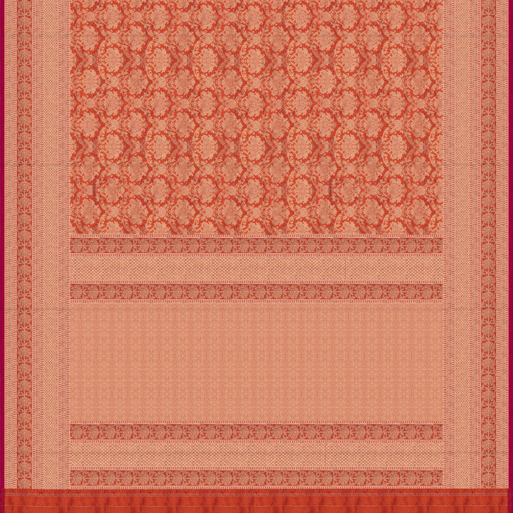 Handwoven Orange Banarasi Silk Saree - 2594T011973DSC