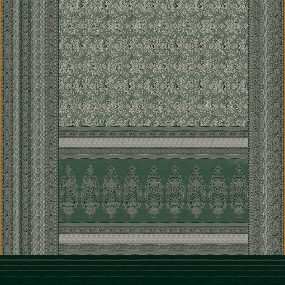 Handwoven Green Banarasi Silk Saree - 2596T011975DSC