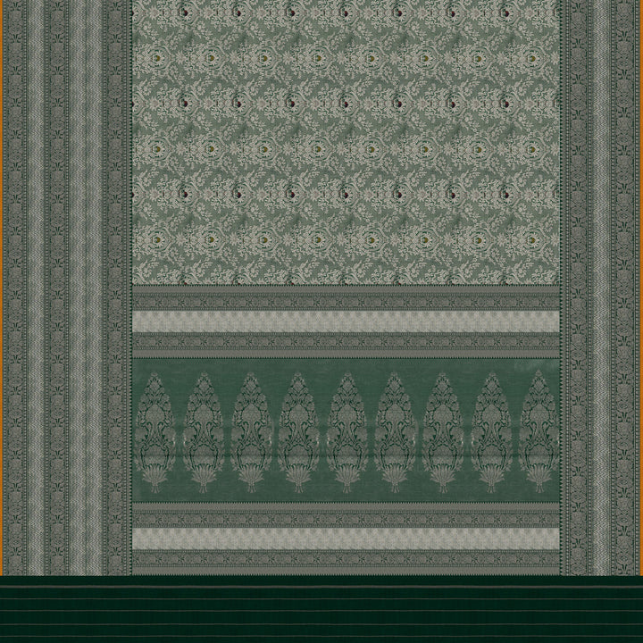 Handwoven Green Banarasi Silk Saree - 2596T011975DSC