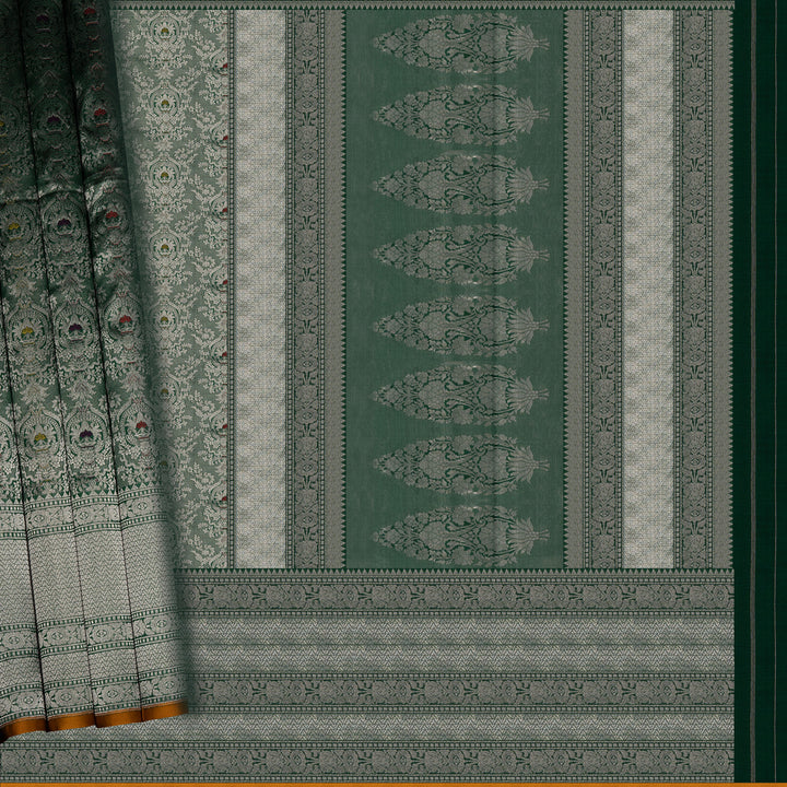 Handwoven Green Banarasi Silk Saree - 2596T011975DSC