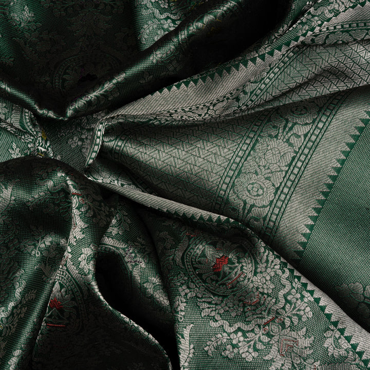 Handwoven Green Banarasi Silk Saree - 2596T011975DSC