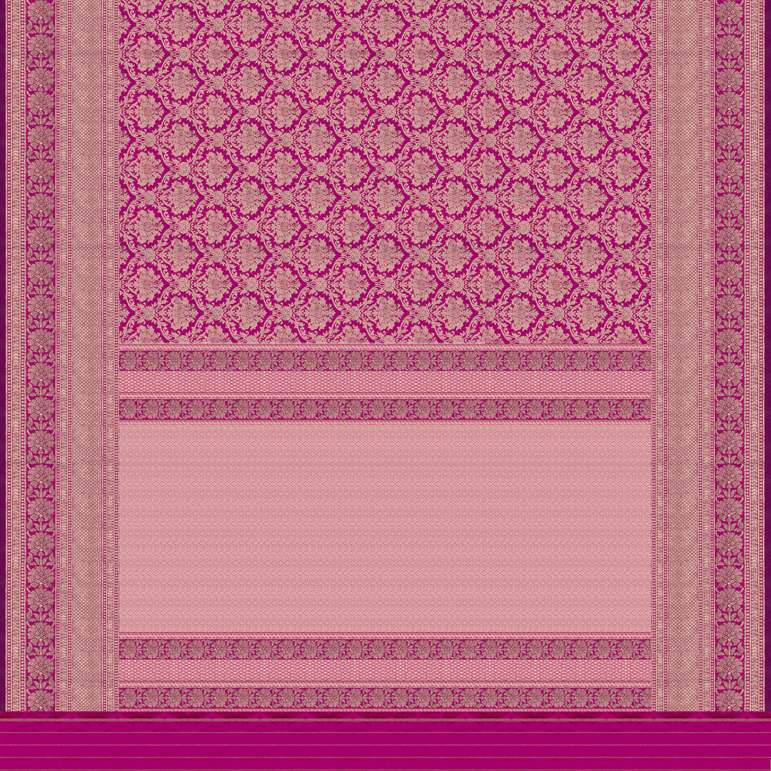 Handwoven Magenta Banarasi Silk Saree - 2595T011972DSC