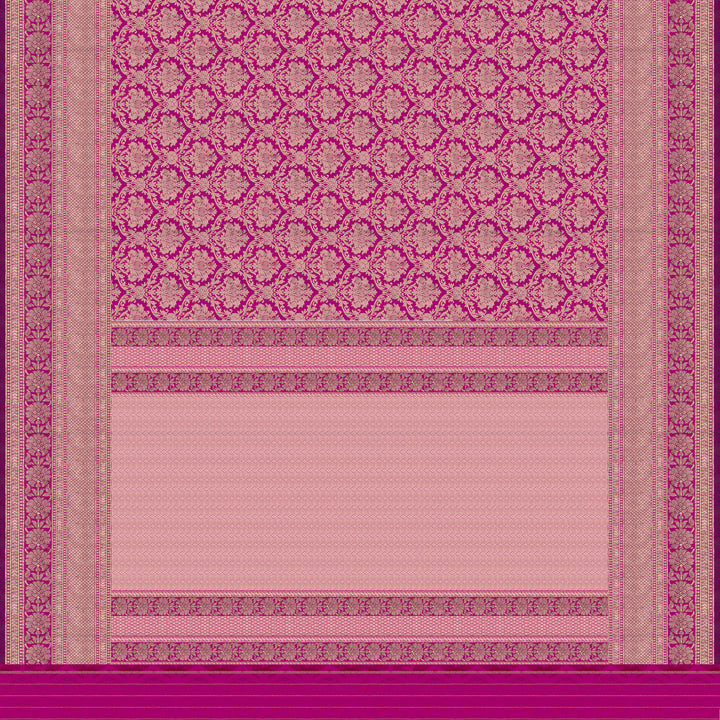 Handwoven Magenta Banarasi Silk Saree - 2595T011972DSC