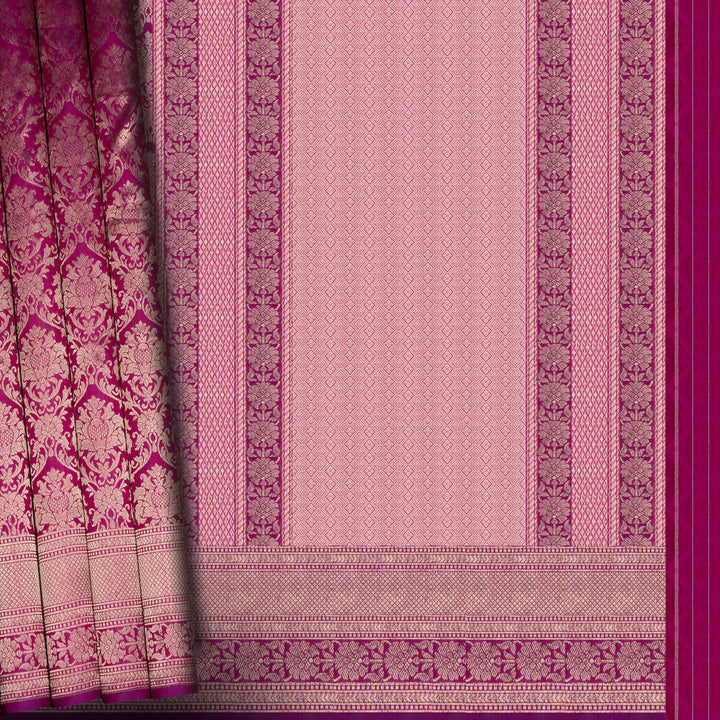 Handwoven Magenta Banarasi Silk Saree - 2595T011972DSC