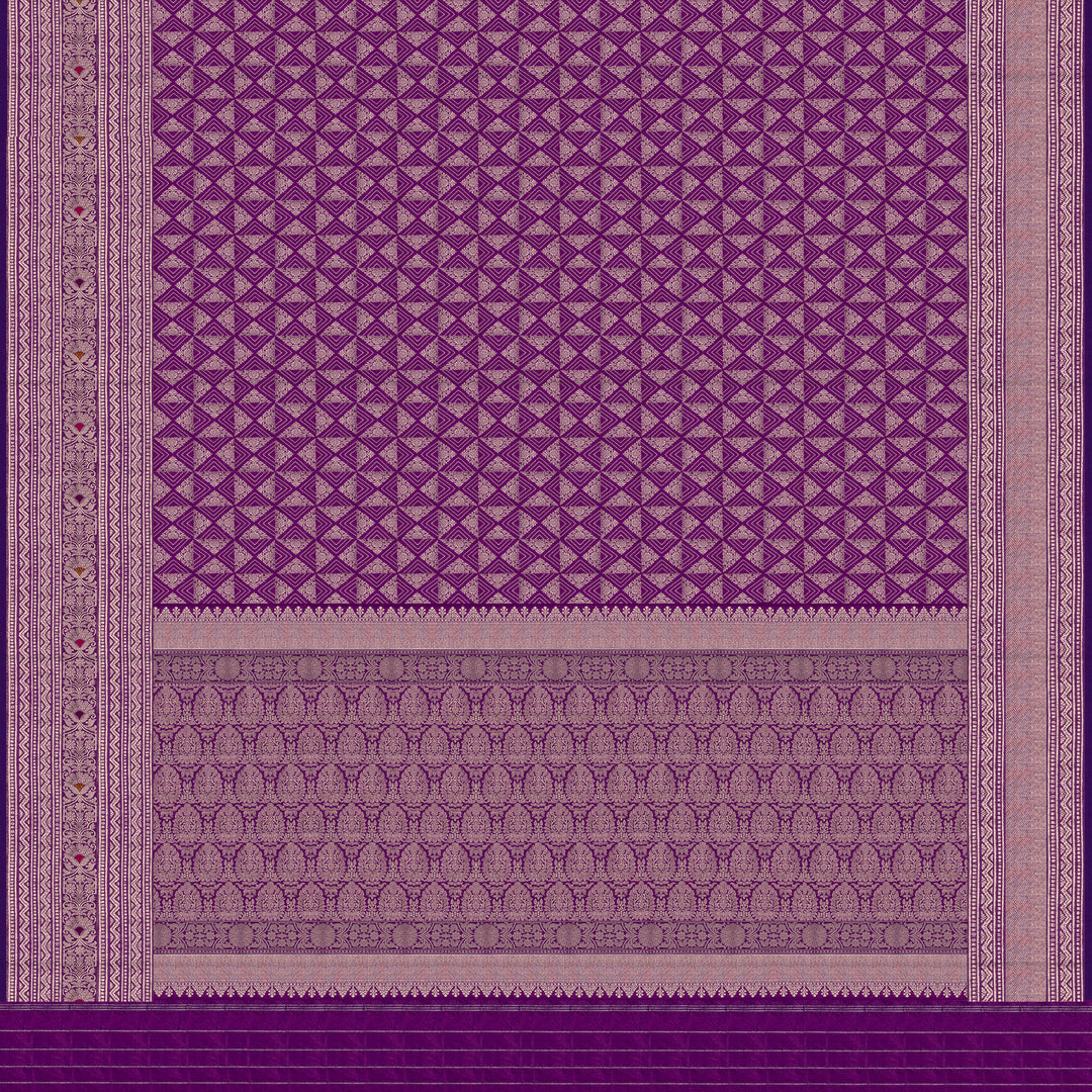 Handwoven Purple Banarasi Silk Saree - 2593T011974DSC